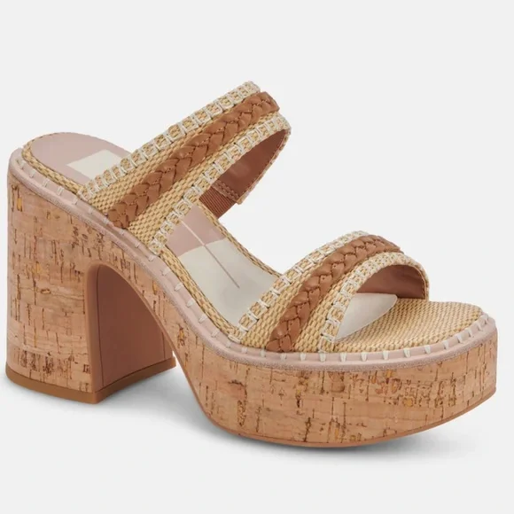 Dolce Vita Whim Platform Sandals Honey Raffia - Picture 5 of 7